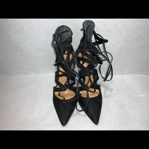 Schutz Swede Black Lace-on Pumps